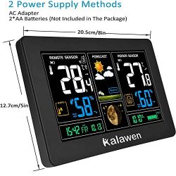 Kalawen Stazione Meteo Automatica Digitale Wireless Meteorologica con Ampio Schermo LCD Display Sveglia Tempo Data Temperatura umidità Previsioni di Tempo con Sensore Esterno Wireless 4