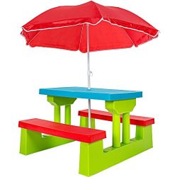 TecTake Set MOBILI da Giardino Tavolo per Bambini con PANCHINE incl. OMBRELLONE