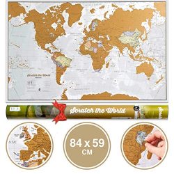 Mappa del mondo da grattare e idee regalo – Extra large – 84 x 59 cm – Maps International – Da più di 50 anni nel settore delle mappe – Dettagli cartografici che mostrano i confini di stati e regioni