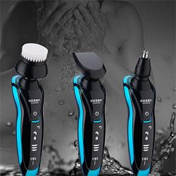 GARYSEEK Rasoio Elettrico Ricaricabile per Barba Elettrico Trimmer Macchina per rasatura Barba Uomo Rasoio Bagnato-Asciutto Doppio Uso Lavabile, 1159-blu 01 6