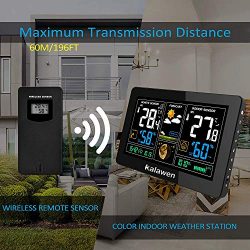 Kalawen Stazione Meteo Automatica Digitale Wireless Meteorologica con Ampio Schermo LCD Display Sveglia Tempo Data Temperatura umidità Previsioni di Tempo con Sensore Esterno Wireless 5