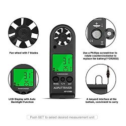 AOPUTTRIVER Anemometro Digitale anemometro Portatile per la misurazione della velocità del Vento, Alta precisione, misurazione del Windsurf, attività all’aperto di Pesca a Vela 4