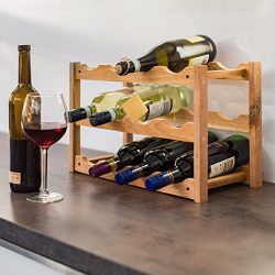 Relaxdays Cantinetta Vino in Legno di Noce con 3 Ripiani e le Seguenti, H X B X T: 28 X 42.5 X 21 cm, marrone 3