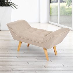 homcom Panchina Divanetto Chesterfield in Lino, Crema, 117x46x55cm 3