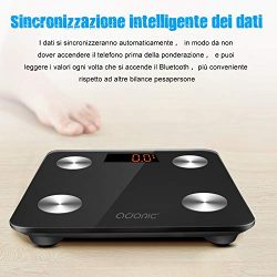 Bilancia Pesa Persona Digitale, Adoric Bilancia Pesapersone Impedenziometrica Diagnostica Bluetooth Wireless Digitale Misura con Peso,Grasso, Massa Muscolare, BMI, BMR, App per IOS e Andriod 8