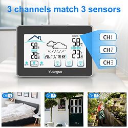 Yuanguo (2019 Nuova Versione) Stazione Meteorologica Meteo, Termometro Temperatura Interno Esterno Wireless con Sensore Esterno, Termoigrometro Digitale con Monitore LCD di Grandi Dimensioni 6