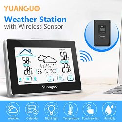 Yuanguo (2019 Nuova Versione) Stazione Meteorologica Meteo, Termometro Temperatura Interno Esterno Wireless con Sensore Esterno, Termoigrometro Digitale con Monitore LCD di Grandi Dimensioni 3