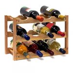 Relaxdays Cantinetta Vino in Legno di Noce con 3 Ripiani e le Seguenti, H X B X T: 28 X 42.5 X 21 cm, marrone