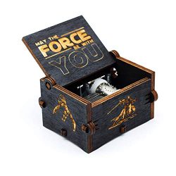 Carillon di legno nero di Star Wars, scatole musicali in legno intagliate a mano e intagliate a mano