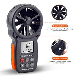 BTMETER Anemometro Digitale misuratore di velocità del Vento Portatile,Misura con precisione la Temperatura del Vento velocità CFM con Max/MIN/AVG,LCD retroilluminato per riprese,HVAC,Drone Flying 5