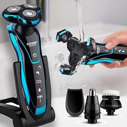 GARYSEEK Rasoio Elettrico Ricaricabile per Barba Elettrico Trimmer Macchina per rasatura Barba Uomo Rasoio Bagnato-Asciutto Doppio Uso Lavabile, 1159-blu 01 8