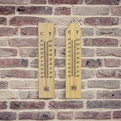 com-four® 2 termometri per Legno per Interni ed Esterni in Legno con Gradi Celsius e Gradi Fahrenheit (02 Pezzi – 26×5.5x1cm) 4