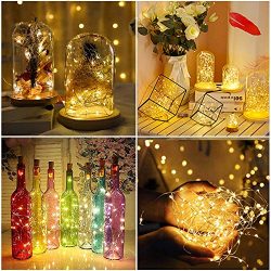 Nurkoo – Set di 12 luci a LED in sughero, per bottiglie di vino, 2 m, 20 LED, a batterie decorative in rame, per matrimonio, Natale, festa, casa, esterno, giardino, (bianco caldo) 4