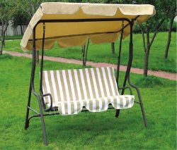 Dondolo da giardino, in acciaio verniciato Telo in poliestere 160 gr/m² Riga beige, misure: 170x110x153h, Garden Friend