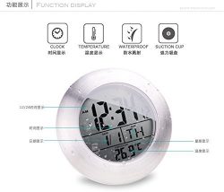 Itian Alluminio Orologio da parete, Alarm Clock Tempo Calendar Termometro,waterproof impermeabile clock per il bagno 3