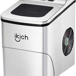 Macchina Del Ghiaccio IKICH, Macchina per il Ghiaccio, 9 Cubetti di Ghiaccio in 6-12 Minuti, 12kg, Fabbricatore di Ghiaccio 2 Formati, 150W, Non necessita di impianto idraulico, Ice Maker Machine