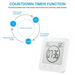 Sunsbell Orologio da Bagno, Orologio da Parete per Doccia con Funzione di Misurazione Dell’umidità di Temperatura Orologio da Parete Digitale Impermeabile con Timer per Cucina 3