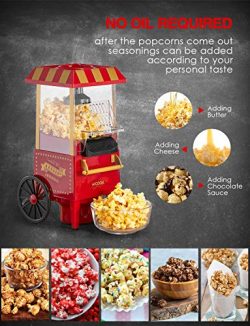 Macchina per Pop Corn, Aicook 1200W Retro Macchina Popcorn Compatta ad aria calda senza grassi, Operazione con Un Pulsante, Rosso 3