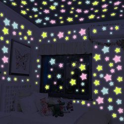 Lezed 100 Stelle Luminose Fluorescente Adesivo da Parete con Lungo Luminosità Stelle Fosforescenti per il Soffitto Adesivi da Parete Fluorescenti per la Camera dei Bambini fai da te Adesivi Luminosi 3