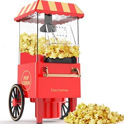 Macchina per Popcorn, Elechomes 1200W ad Aria Calda Versione Retrò con Protezione Dal Surriscaldamento e Controllo Della Temperatura, Senza Olio
