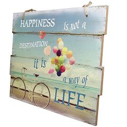 Woodpassion – Targa in legno con cordoncino da appendere, 30 x 40 cm, Legno, Happiness, 30 x 40 cm 5