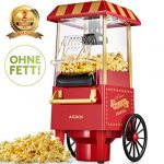 Macchina per Pop Corn, Aicook 1200W Retro Macchina Popcorn Compatta ad aria calda senza grassi, Operazione con Un Pulsante, Rosso