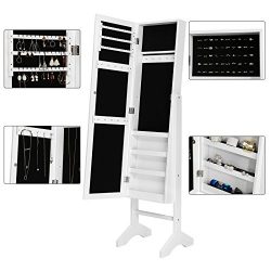 Songmics Portagioie Armadio Armadietto Specchiera Organizer per gioielli con specchio anta JBC77W 5